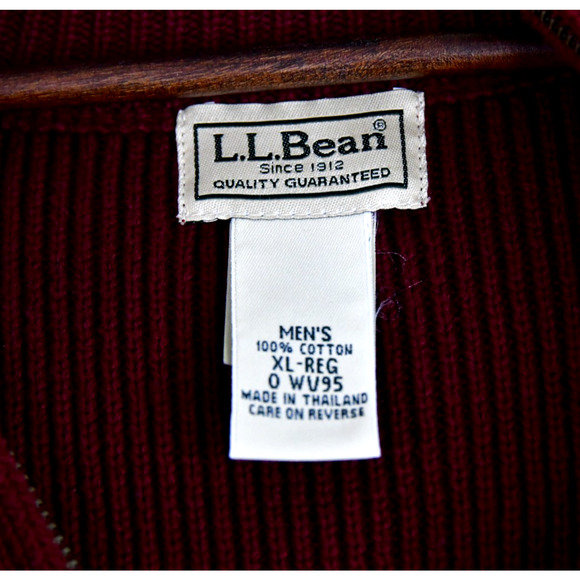 LL Bean Sweater Mens Xl Maroon 1/4 Zip Knit Long Sleeve Pullover O WV95 - Picture 2 of 7